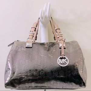 Michael Kors Metallic Medium Grayson Monogram Satchel